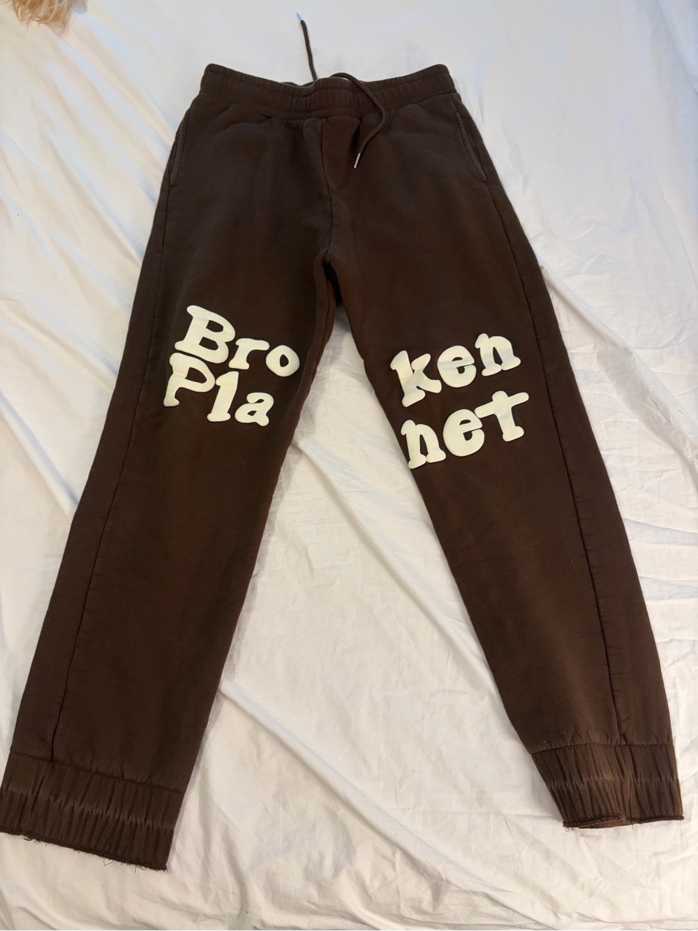 Brown Graphic Jogger Sweatpants with White Lettering